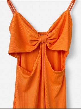 Princess Polly Sleeveless Cutout Ribbed Knit Mini Bodycon Dress Orange Size 4
